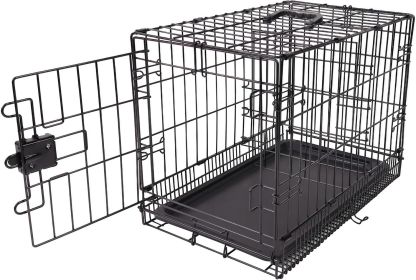 Foldable Metal Wire Dog Crate with Removable Tray, Single Door, Divider Panel, Quick Setup, 30 x 19 x 21 in, Black