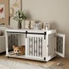 39.37'' Modern Wooden Dog Crate Furniture with Sliding Barn Door and Side Door, Indoor Dog Kennel End Table for Small to Medium Dogs