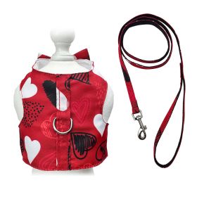 Abstract Hearts Harness Vest with Matching Leash (Color: Red, size: XL)